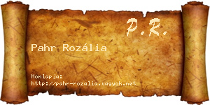 Pahr Rozália névjegykártya